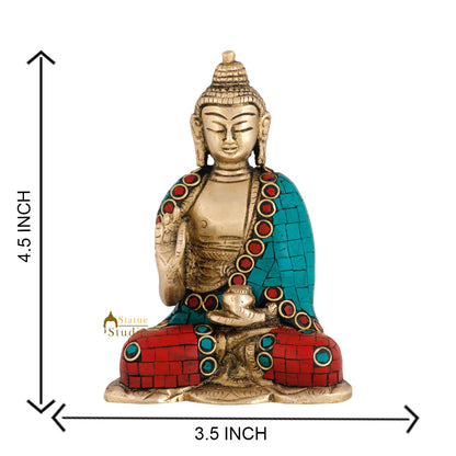 Brass Lord Buddha Mini Corporate Diwali Décor Gift Idol Small Statue Figure 4.5" by vendor-unknown - Buddha (View 5)