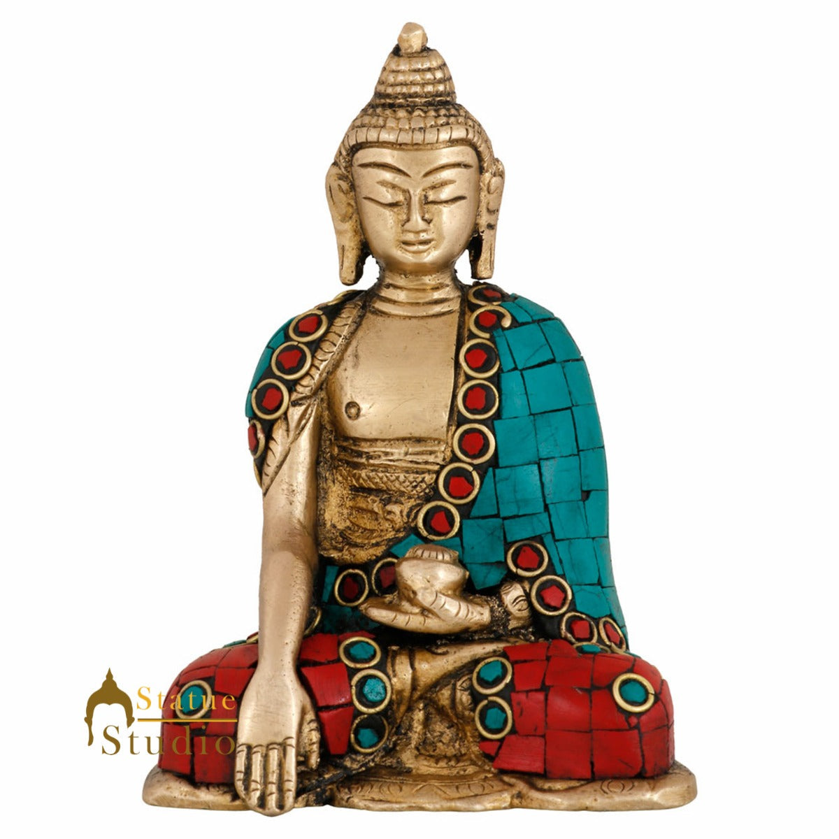 Brass Lord Buddha Statue Mini For Décor Gift Idol Figure Showpiece 4.5" - Image 3