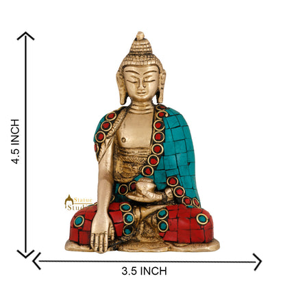 Brass Lord Buddha Statue Mini For Décor Gift Idol Figure Showpiece 4.5" by vendor-unknown - Buddha (View 6)