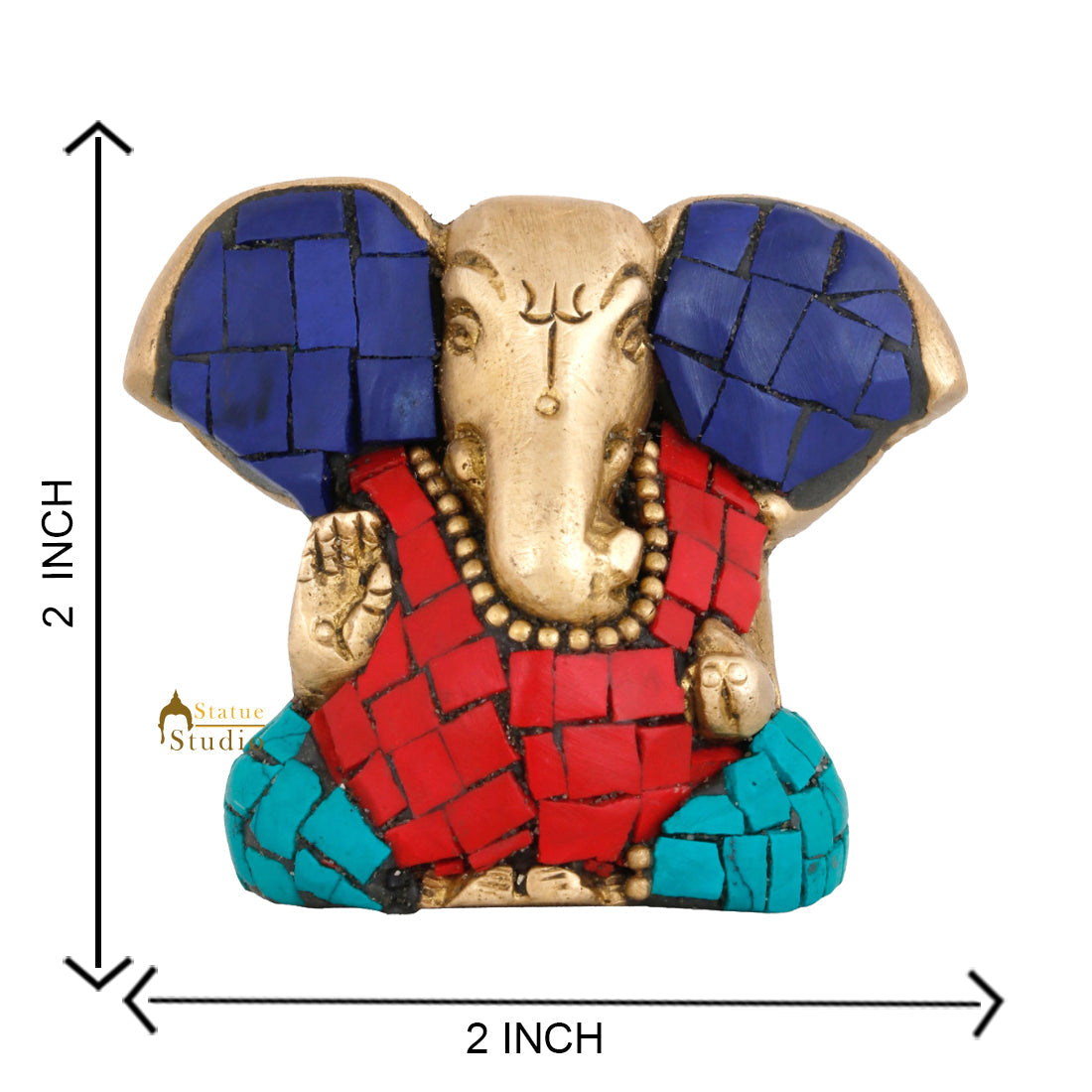 Brass Hindu God Ganpati Diwali Corporate Gift Idol Mini Ganesha Décor Statue 2"