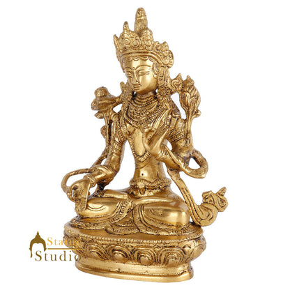 Indian Brass Buddhist Deity Goddess Tara Lucky Décor Gift Showpiece Idol 8" by vendor-unknown - Buddha (View 4)