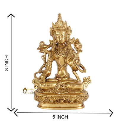 Indian Brass Buddhist Deity Goddess Tara Lucky Décor Gift Showpiece Idol 8" by vendor-unknown - Buddha (View 6)