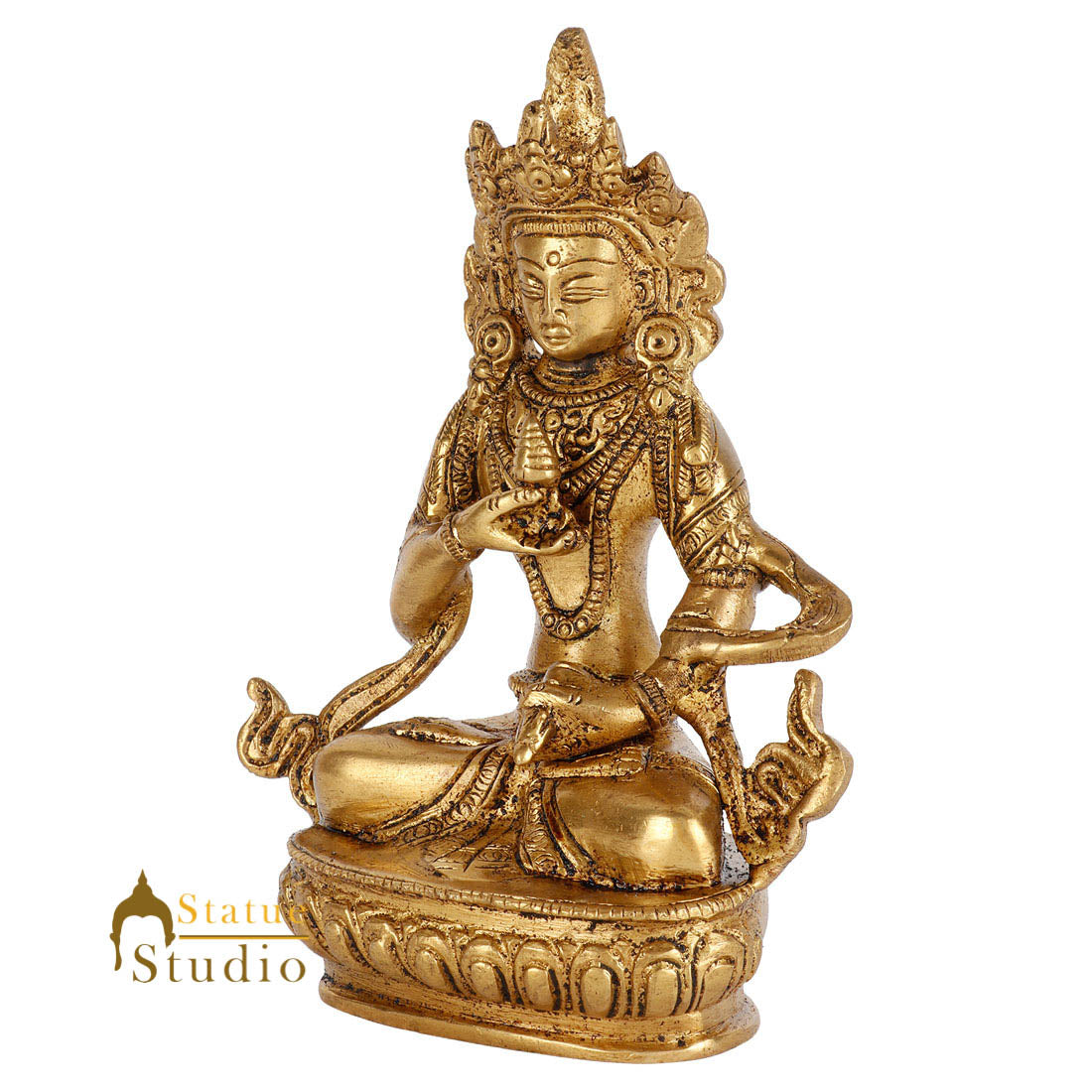 Indian Brass Buddhist Deity Goddess Tara Lucky Décor Gift Showpiece Idol 5"
