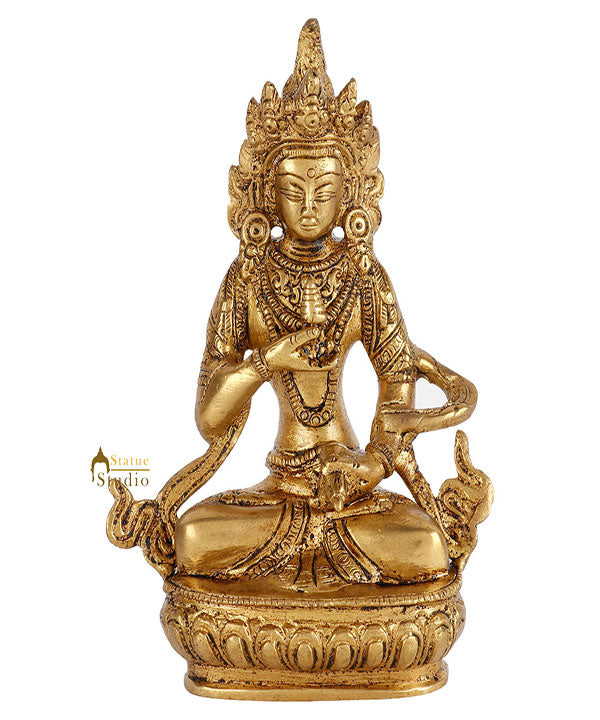 Indian Brass Buddhist Deity Goddess Tara Lucky Décor Gift Showpiece Idol 5" - Image 2