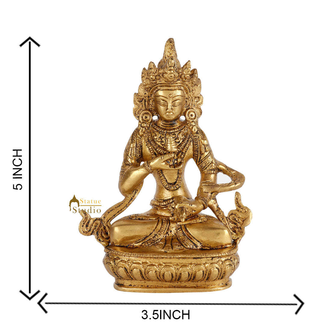 Indian Brass Buddhist Deity Goddess Tara Lucky Décor Gift Showpiece Idol 5" - Image 5