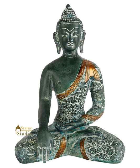 Antique Finish Lord Buddha Statue Fine Murti Décorative Gift Idol Showpiece 11"