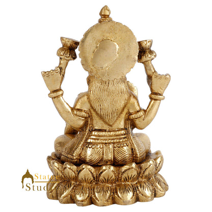 Brass Hindu Wealth Goddess Lakshmi Diwali Corporate Gift Idol Décor Statue 5" by vendor-unknown - Hindu Gods (View 4)