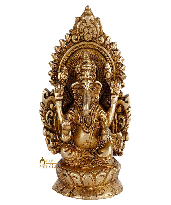 Brass Hindu God Ganpati Diwali Corporate Gift Idol Mini Ganesha Décor Statue 5" - Image 2