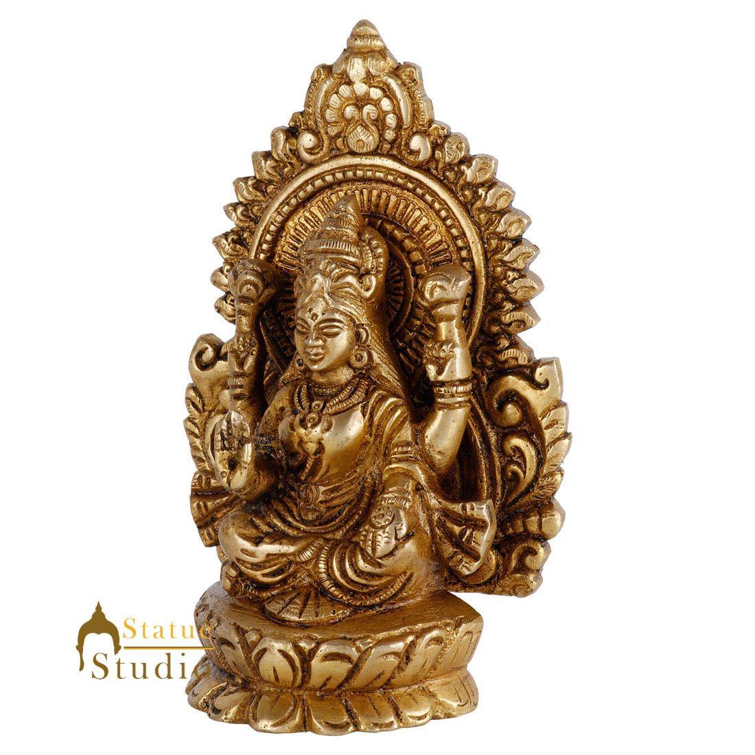 Brass Hindu Wealth Goddess Lakshmi Diwali Corporate Gift Idol Décor Statue 5" - Image 3
