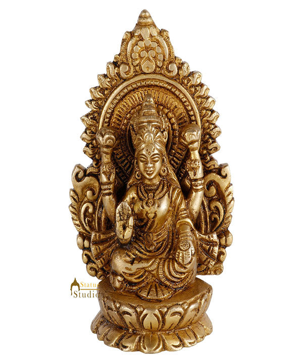 Brass Hindu Wealth Goddess Lakshmi Diwali Corporate Gift Idol Décor Statue 5"