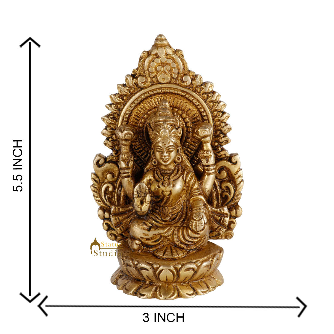 Brass Hindu Wealth Goddess Lakshmi Diwali Corporate Gift Idol Décor Statue 5" - Image 5
