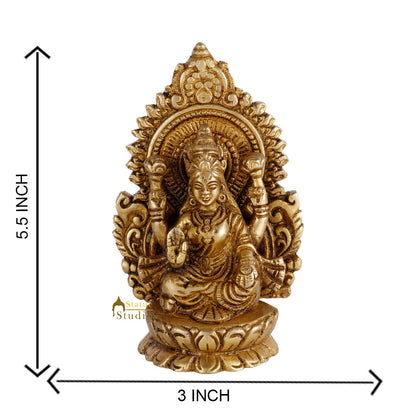 Brass Hindu Wealth Goddess Lakshmi Diwali Corporate Gift Idol Décor Statue 5" by vendor-unknown - Hindu Gods (View 5)