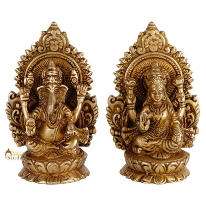 Indian Brass Hindu Lakshmi Ganesha Diwali Corporate Gift Idol Décor Statue 5" by vendor-unknown - Hindu Gods