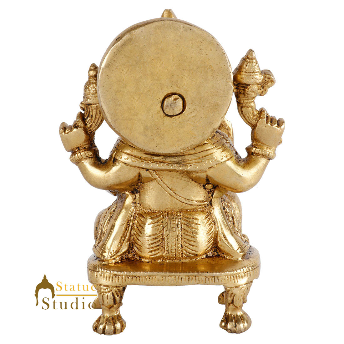Brass Hindu God Ganpati Diwali Corporate Gift Idol Mini Ganesha Décor Statue 5" - Image 4