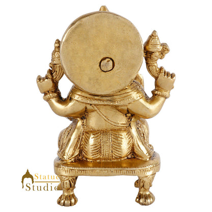 Brass Hindu God Ganpati Diwali Corporate Gift Idol Mini Ganesha Décor Statue 5" by vendor-unknown - Hindu Gods (View 4)