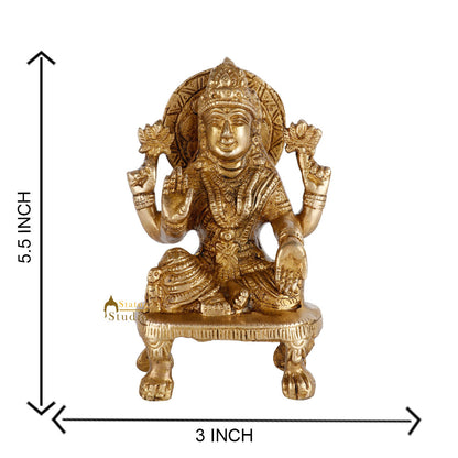 Brass Hindu Wealth Goddess Lakshmi Diwali Corporate Gift Idol Décor Statue 5" by vendor-unknown - Hindu Gods (View 5)