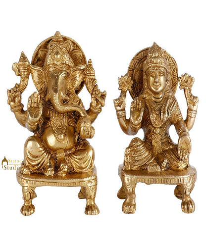 Indian Brass Hindu Lakshmi Ganesha Diwali Corporate Gift Idol Décor Statue 5" by vendor-unknown - Hindu Gods (View 2)