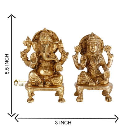 Indian Brass Hindu Lakshmi Ganesha Diwali Corporate Gift Idol Décor Statue 5" by vendor-unknown - Hindu Gods (View 4)