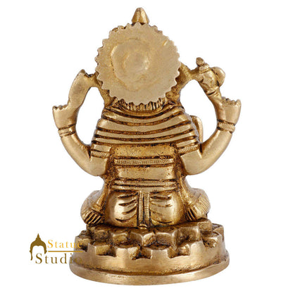 Brass Hindu God Ganpati Diwali Corporate Gift Idol Mini Ganesha Décor Statue 4" by vendor-unknown - Hindu Gods (View 4)
