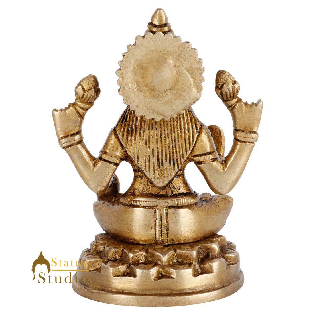 Brass Hindu Wealth Goddess Lakshmi Diwali Corporate Gift Idol Décor Statue 4" - Image 4