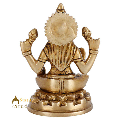 Brass Hindu Wealth Goddess Lakshmi Diwali Corporate Gift Idol Décor Statue 4" by vendor-unknown - Hindu Gods (View 4)