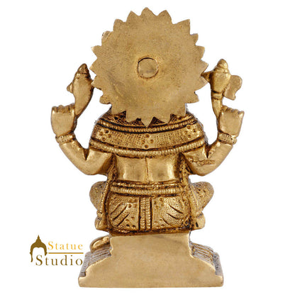 Brass Hindu God Ganpati Diwali Corporate Gift Idol Mini Ganesha Décor Statue 4" by vendor-unknown - Hindu Gods (View 4)