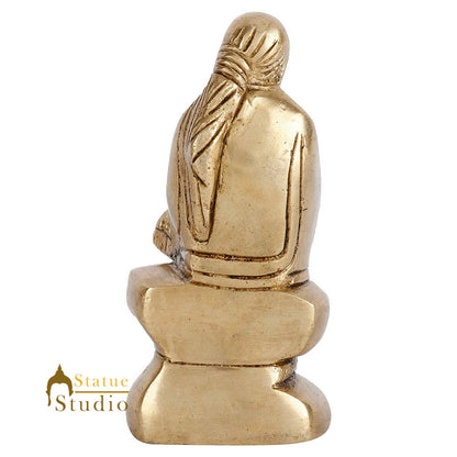 Indian Brass Lord Sai Baba Temple Décor Lucky Statue Mini Idol Murti 4" by vendor-unknown - Sale (View 4)