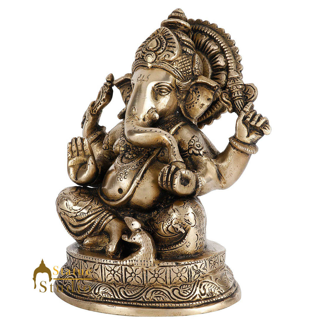 Antique Look Lord Ganpati Statue Ganesha Idol Temple Dcor Lucky Gift Item 6" - Image 4