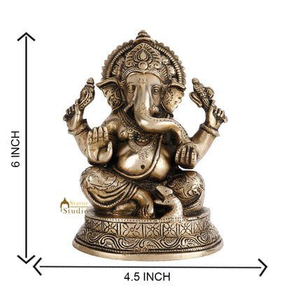 Antique Look Lord Ganpati Statue Ganesha Idol Temple Dcor Lucky Gift Item 6" by vendor-unknown - Hindu Gods (View 6)