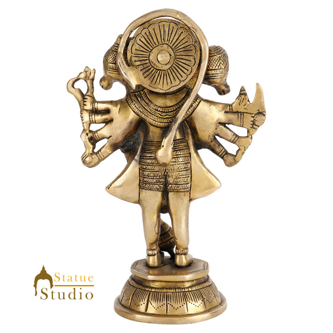 Brass Standing Panchmukhi Hanuman Idol For Home Temple Decor 10" - Image 4