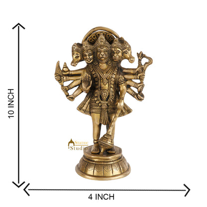 Brass Standing Panchmukhi Hanuman Idol For Home Temple Decor 10" by vendor-unknown - Hindu Gods (View 5)
