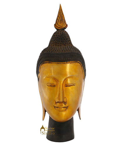 Indian Brass Antique Finish Thai Buddha Head Table Décor Statue Showpiece 12" by vendor-unknown - Buddha