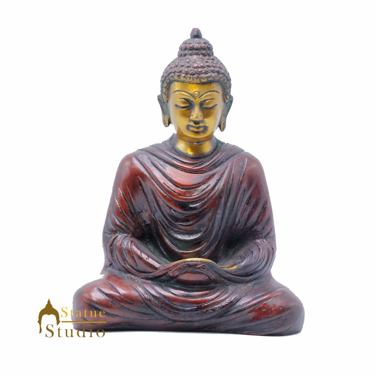 Brass Japanese Sakyamuni Buddha Statue Antique Finish For Decor Gift Idol 7" - Image 4