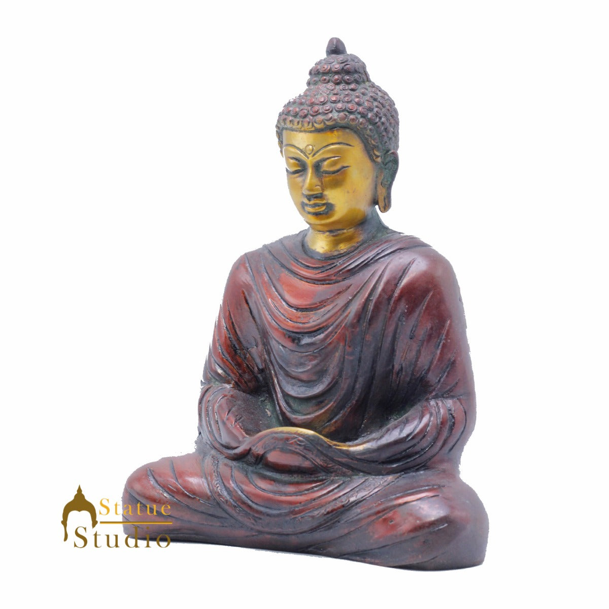 Brass Japanese Sakyamuni Buddha Statue Antique Finish For Decor Gift Idol 7" - Image 5