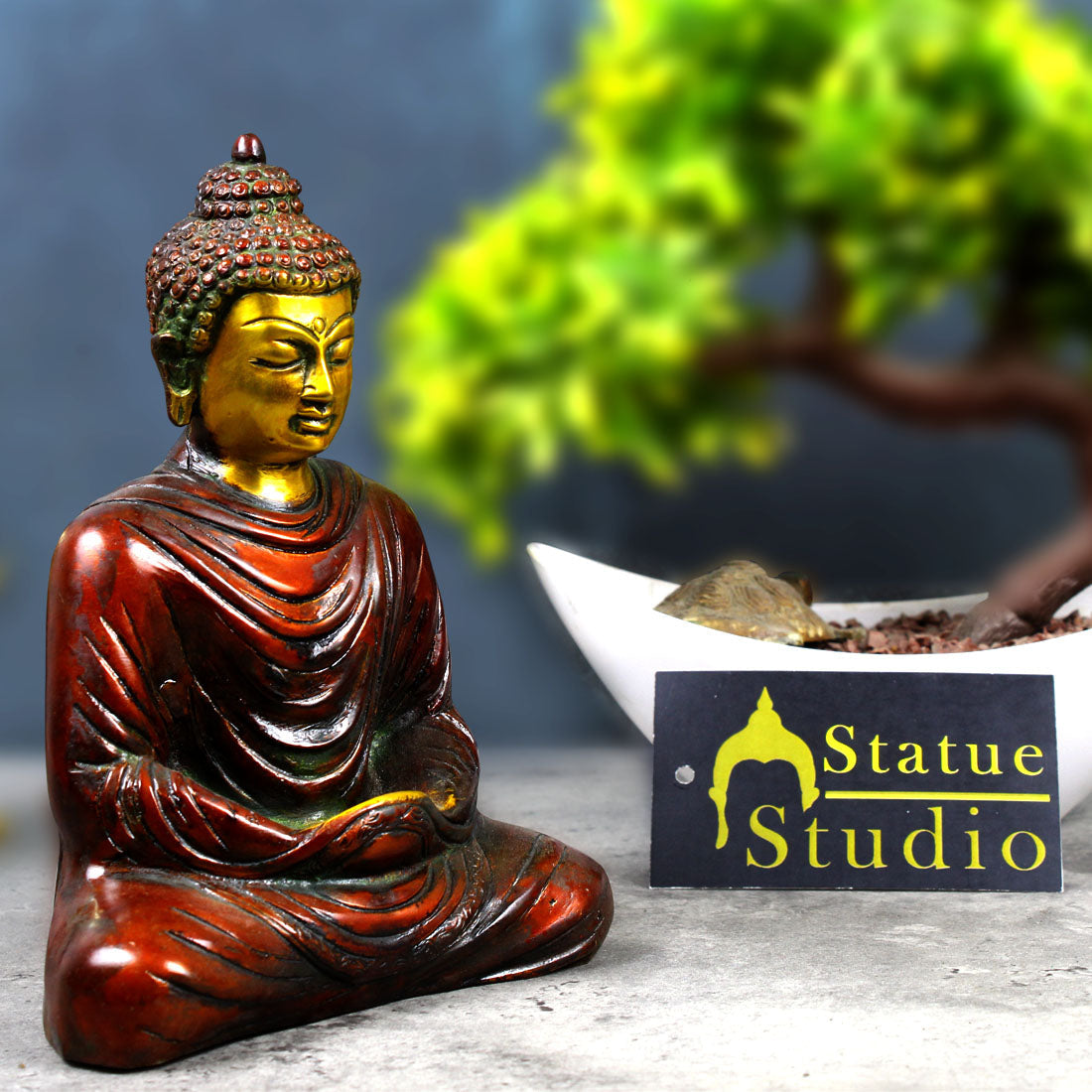 Brass Japanese Sakyamuni Buddha Statue Antique Finish For Decor Gift Idol 7" - Image 3