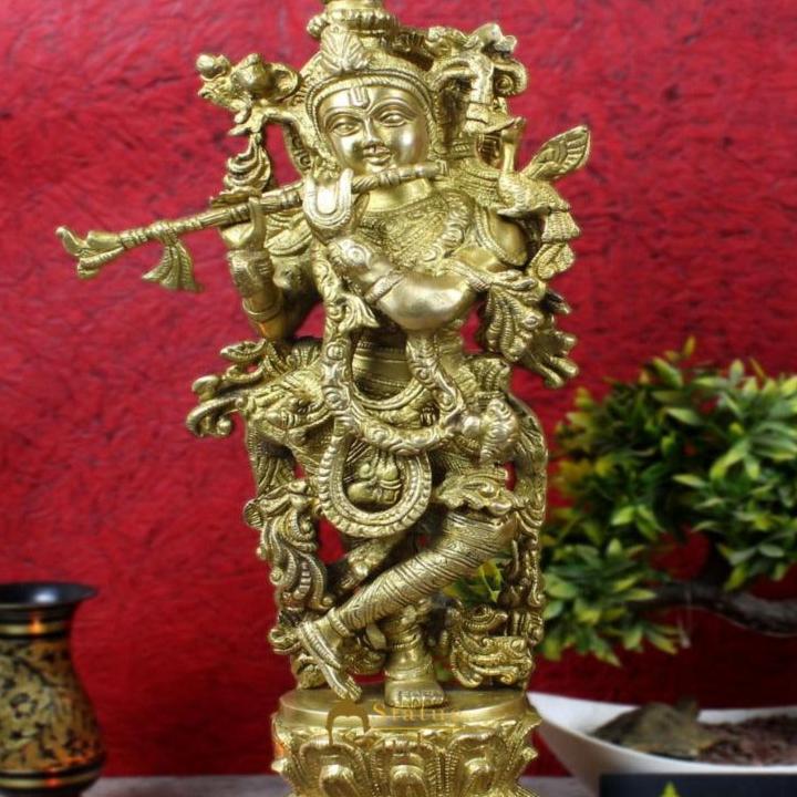 Lord Krishna Statue Hindu Deity Religious Feng shui vastu Décor Gift Idol 1.5 Ft - Image 2