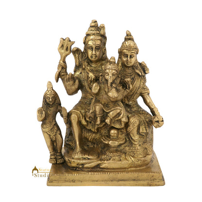 Indian Brass Hindu God Lord Shiva Parivar Family with Parvati Ganesha Kartik 6" by vendor-unknown - Hindu Gods (View 3)