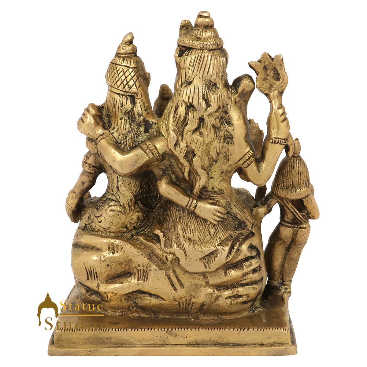 Indian Brass Hindu God Lord Shiva Parivar Family with Parvati Ganesha Kartik 6"