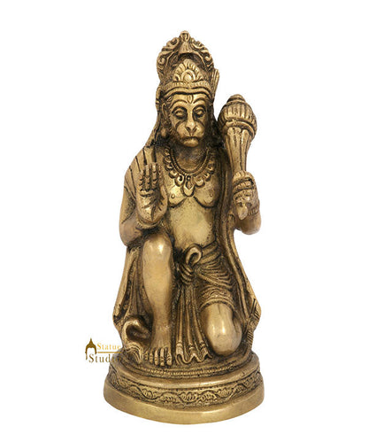 Brass Sitting Hanuman Statue Religious For Home Temple Decor Gift 6" by vendor-unknown - Hindu Gods (View 2)