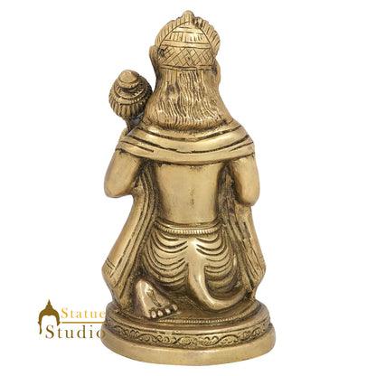 Brass Sitting Hanuman Statue Religious For Home Temple Decor Gift 6" by vendor-unknown - Hindu Gods (View 4)