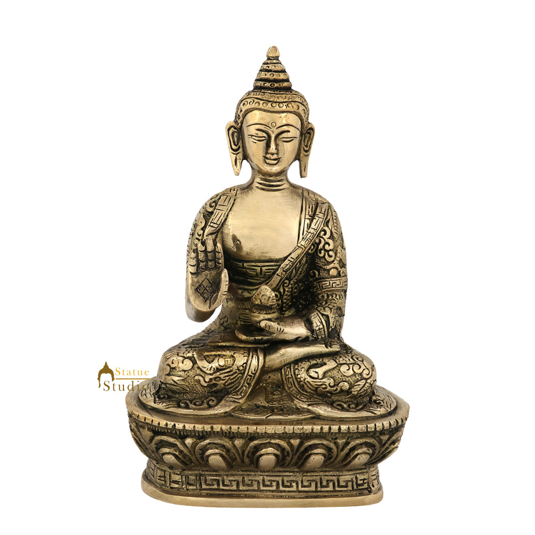 Brass Tibetan Lord Buddha Statue 7" - Image 4