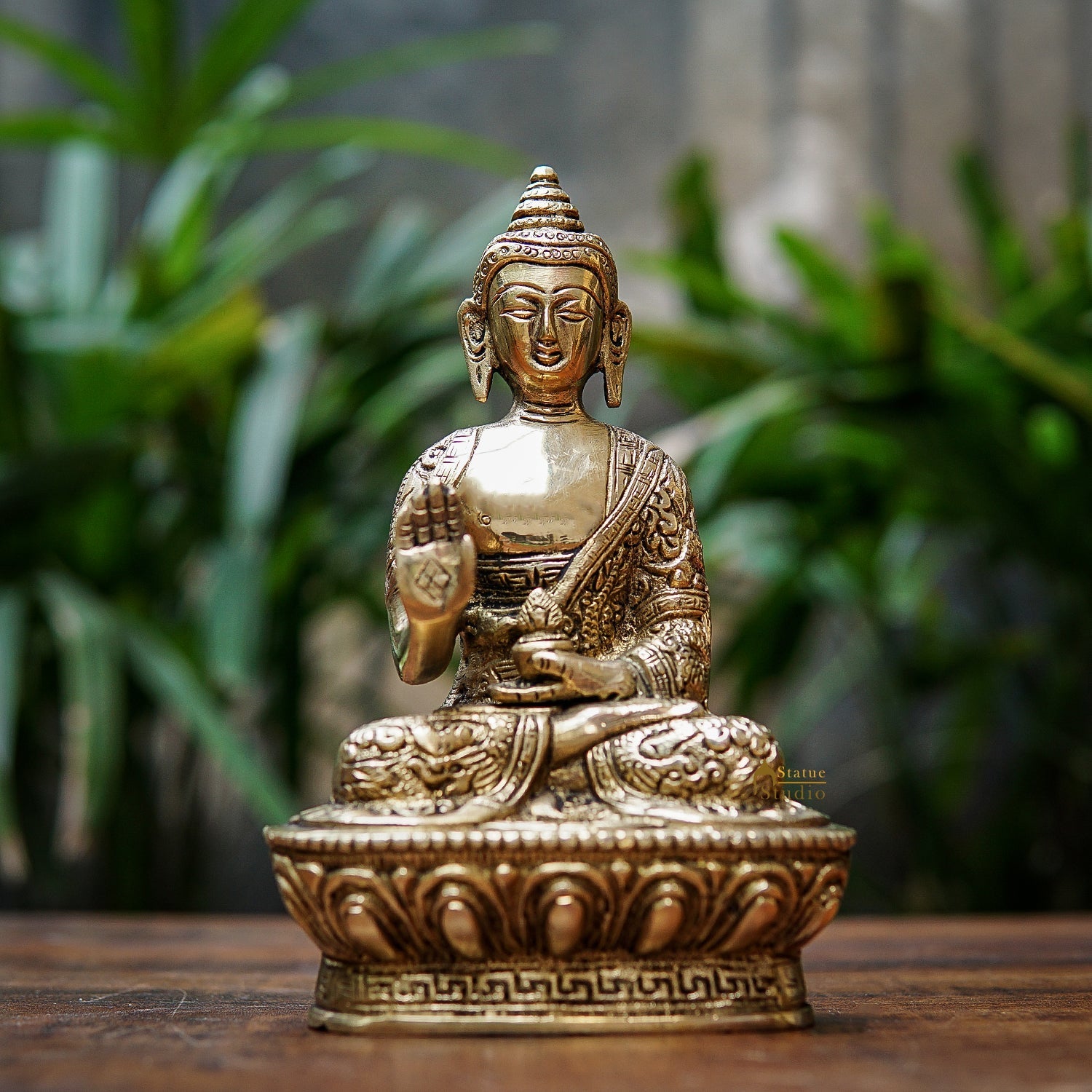 Brass Tibetan Lord Buddha Statue 7" - Eco-friendly - Sama Homes