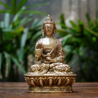 Brass Tibetan Lord Buddha Statue 7" by vendor-unknown - Buddha