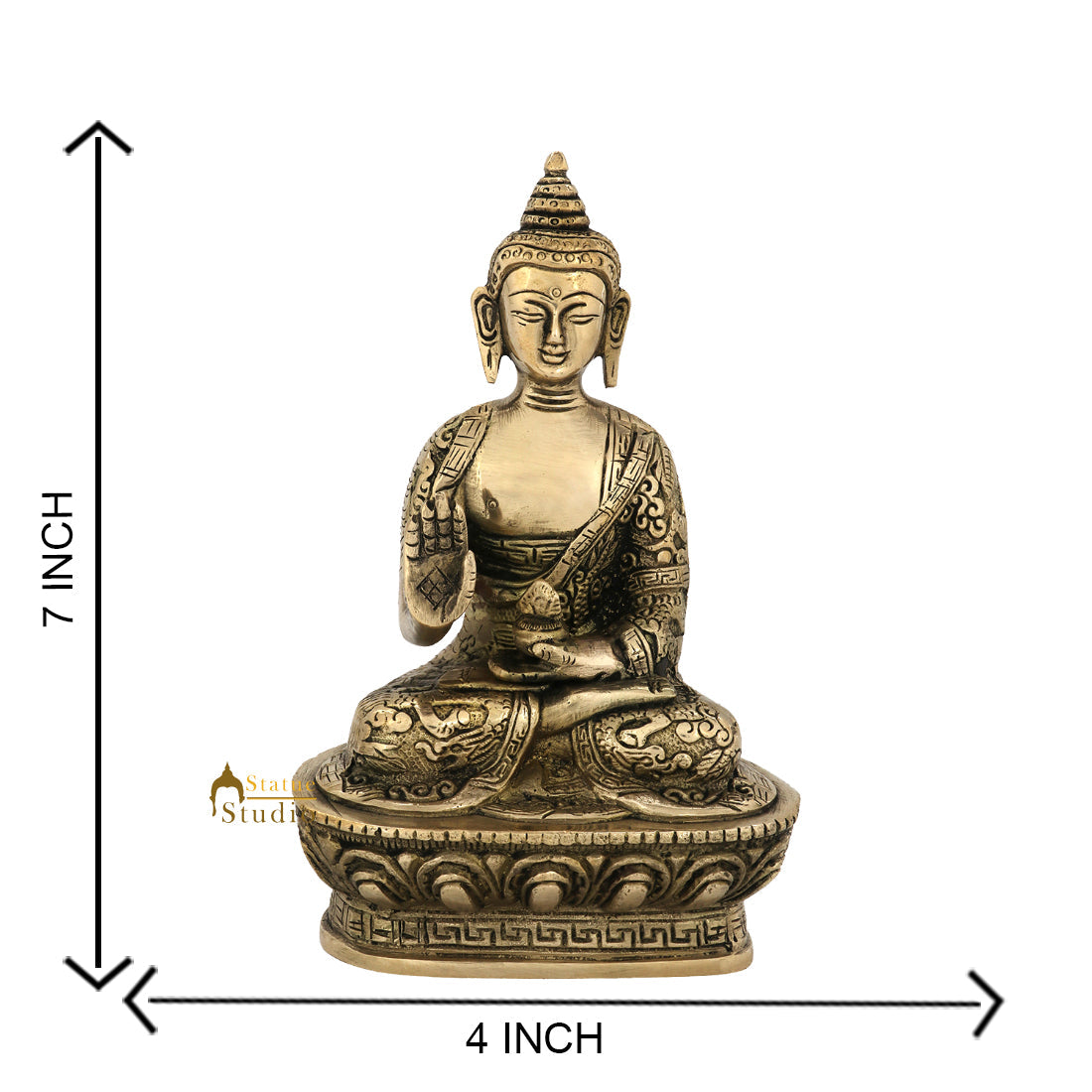 Brass Tibetan Lord Buddha Statue 7"