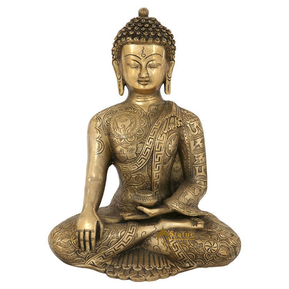 Brass Exclusive Engraved Buddha Statue For Home Decor Showpiece 12" by vendor-unknown - Buddha (View 3)