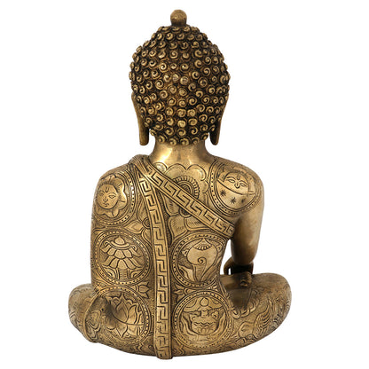 Brass Exclusive Engraved Buddha Statue For Home Decor Showpiece 12" by vendor-unknown - Buddha (View 6)