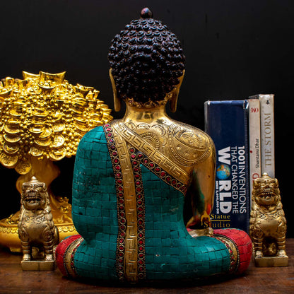 Brass Exclusive Buddha Statue Stone Work For Home Décor Showpiece 1 Feet by vendor-unknown - Buddha (View 5)