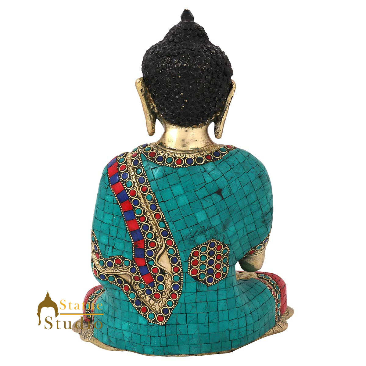 Tibet Buddhist Gautam Buddha Inlay Work Statue Décor Gift Showpiece 1 Feet - Image 5