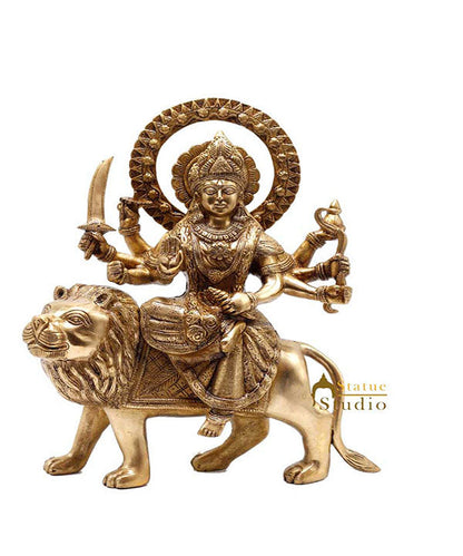 Indian Goddess Maa Durga Sherawali Statue Temple Idol With Lion Murti 12" by vendor-unknown - Hindu Gods