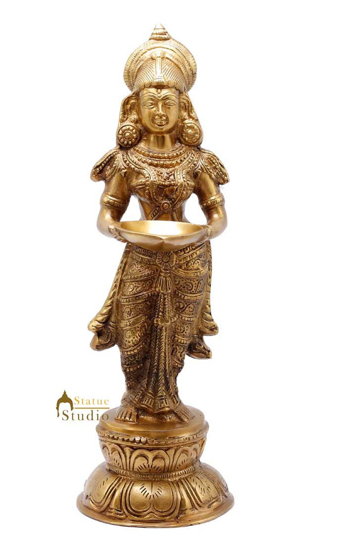 Indian Apsara Deep Lady Deeplaxmi Statue Feng Shui Vastu Décor Showpiece 16" - Image 2